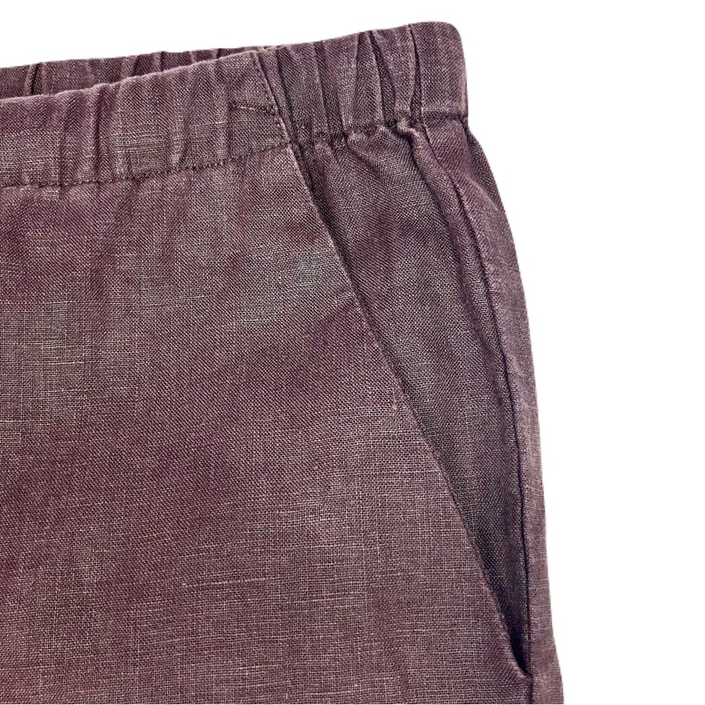 Kate Hill Chocolate Draw String Ankle Length Linen Pants - Picture 4 of 9